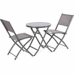 FIELDMANN   FDZN 5002  + VYHRAJ PEUGEOT 208 - Balkónový kovový set stôl/čierne tvrdené sklo + 2ks stolička