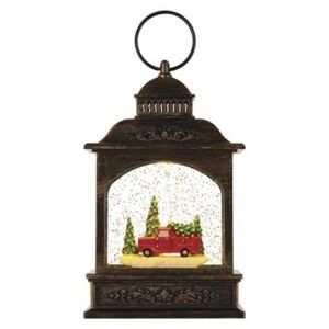 Emos LED dekorácia – vianočný lampáš s autom 21cm, 3x AA, teplá biela, časovač DCLW25 - Vianočná dekorácia