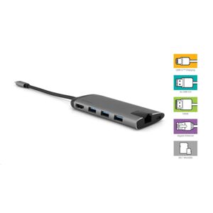 Verbatim Multiportový HUB USB-C, 3x USB 3.0, 1x USB-C, HDMI, LAN, SD, microSD 49142 - USB-C rozbočovač