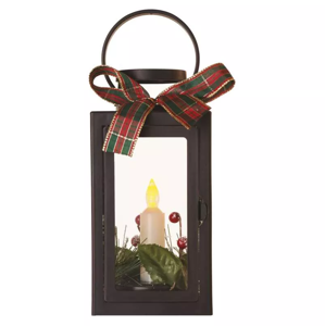 Emos LED dekorácia – vianočný lampáš so sviečkou čierny 22cm, 3x AAA, vnútorný, vintage DCLV14 - Vianočná dekorácia