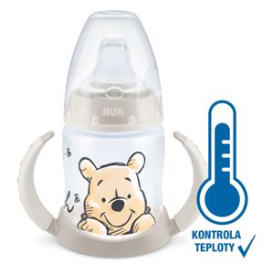 NUK Fľaša dojčenská na učenie s kontrolou teploty Macko Pú 150 ml béžová 10743945bez