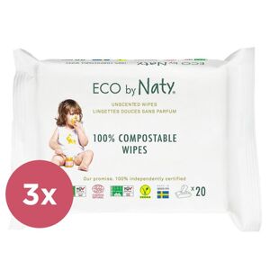 3x ECO BY NATY Sensitive Eco Vlhčené obrúsky cestovné neparfumované 20 ks VP-F157935