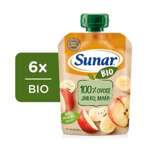 6x SUNAR BIO ovocná kapsička jablko, banán 4m+, 100 g VP-F127380