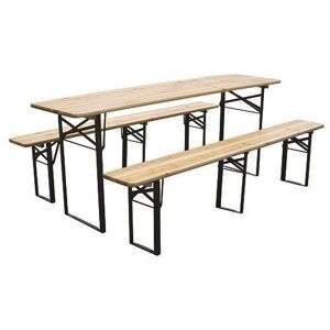 Strend Pro DORTMUND 802032 - pivný set stôl 220x70x75cm +2x lavica220x25x47cm. drevo/kov