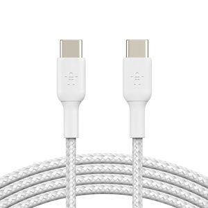 Belkin kábel USB-C to USB-C 1m opletený biely - prepojovací kábel USB-C 60W