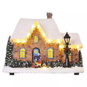 Emos LED vianočný domček, 20,5 cm, 3× AA, vnút., teplá biela - Vianočná dekorácia