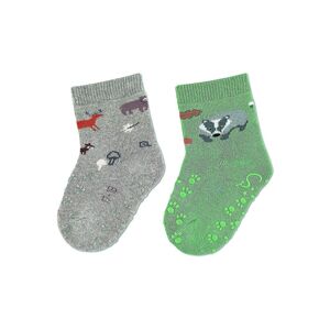 STERNTALER Ponožky protišmykové Zvieratká ABS 2ks light grey melange chlapec veľ. 19/20 cm- 12-18 m 8112323-545-20