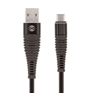 Forever USB-C kábel 1m shark čierny textilný - Prepojovací kábel 2A