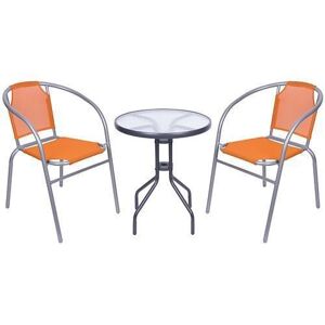 Strend Pro BRENDA OR 802283 - Set balkónový = stôl BECCA šedý + 2ks stolička BRENDA , látka oranžová