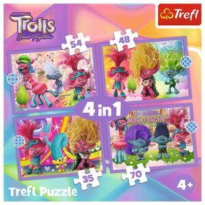 Trefl Trefl Puzzle 4v1 - Dobrodružstvá farebných Trollov / Universal Trolls 3 (2023) 34622