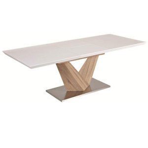 DURMAN DS/BI  + 10% zľava na domáce potreby - jedálenský stôl 160-220x90x75 cm, dub sonoma / biela extra vysoký lesk