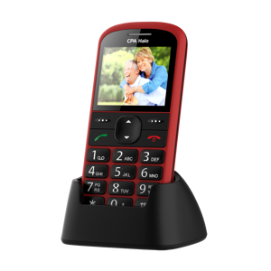 CPA HALO 21 Senior červený TELMY1021RE - Mobilný telefón s nabíjacím stojanom