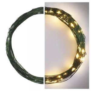 Emos LED vianočná nano reťaz zelená 7.5m, vonkajšia aj vnútorná, teplá biela, časovač D3AW04 - Vianočné osvetlenie