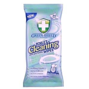 Green Shield 195661 - Vlhčené čistiace utierky antibakteriálne na toalety 40ks