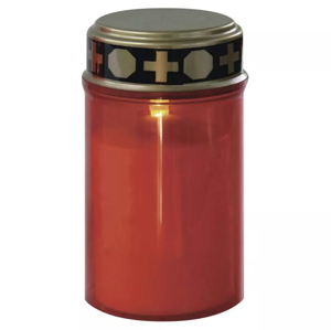 Emos LED náhrobná sviečka červená, 2xC, vonkajšia aj vnútorná, teplá biela, senzor - LED hrobová sviečka