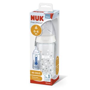 NUK FC+ Fľaša sklenená s kontrolou teploty 240 ml - biela 10745121b