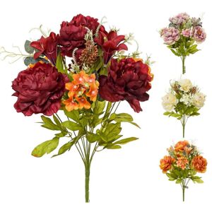 Kytica pivonia + ľalia + hortenzia 49cm bordová 202343BO - Umelé kvety