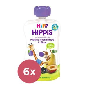 6x HIPP HiPPiS BIO 100% ovocia hruška, čierne ríbezle, slivka 100 g VP-F143598