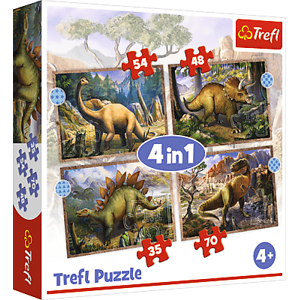Trefl Trefl Puzzle 4v1 - Dinosaury 34383