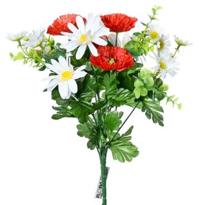 Kytica margaréta + červené maky 41cm 1000656 - Umelé kvety
