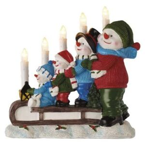 Emos LED svietnik – snehuliaci na saniach 24cm, 2xAA, teplá biela, časovač DCAW15 - Vianočná dekorácia