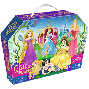 Trefl Trefl Puzzle 70 glitter v kufríku - Princezné Disney 53017