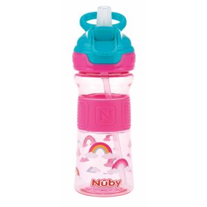 NUBY Fľaša športová s mäkkou sklopiteľnou slamkou 360 ml, ružová, 3+ NV0414021PINK
