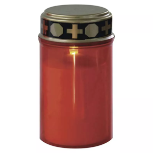Emos LED náhrobná sviečka červená, 2xC, vonkajšia aj vnútorná, teplá biela, časovač - LED hrobová sviečka