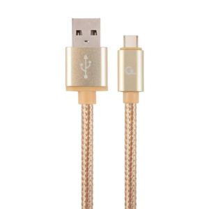 Gembird opletený kábel USB-C 1.8m zlatý - Dátový a nabíjací kábel USB 2.0
