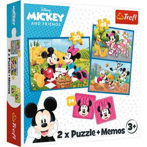 Trefl Trefl Puzzle 2v1 + pexeso - Zoznámte sa s Disney hrdinami / Disney Multiproperty 93344