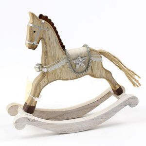 Kôň hojdací drevo natur / biely 16,5x15x5cm 212560 - Dekorácia