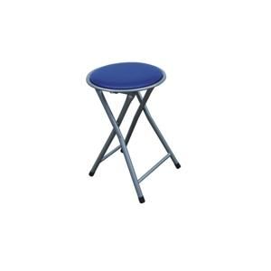 IRMA MO  + 10% zľava na domáce potreby - skladacia taburetka/stolička kovová strieborná, ekokoža modrá