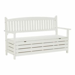 AMULA BI - Záhradná lavička s úložným priestorom, biela 150cm