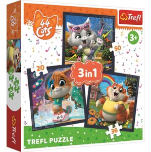 Trefl Trefl Puzzle 3v1 - Zoznámte sa s milými mačkami / Rainbow 44 cats 34865