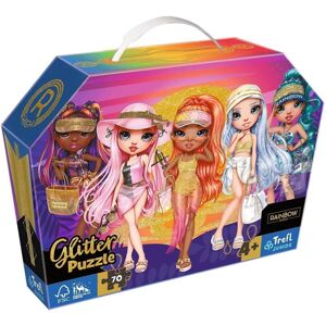 Trefl Trefl Puzzle 70 glitter v kufríku - Trblietavé bábiky / Rainbow high 53020