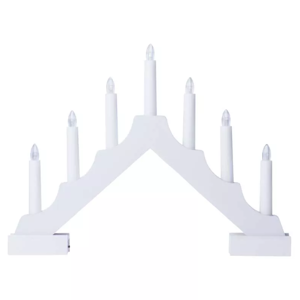 Emos LED svietnik drevený biely 29cm, 2x AA, vnútorný, teplá biela, časovač DCAW12 - Vianočná dekorácia