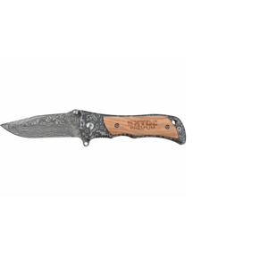EXTOL 8855121 - Nož zatvárací s poistkou, dĺžka 90/160mm, hrúbka čepele 2,5mm, antikoro/drevo, vzor damascus