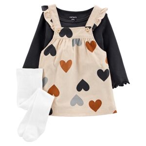CARTER'S Set 3dielny tričko dl. rukáv, šaty na traky, pančuchy Hearts dievča NB /veľ.56 1M758710_NB