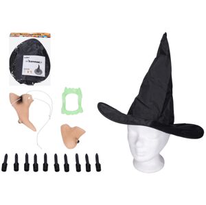 Wiky Set karneval - čarodejnice (nos, brada, prsty, klobúk a zuby) WKW027545