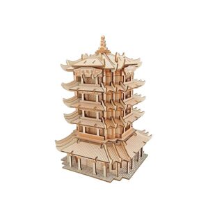Woodcraft construction kit Drevené 3D puzzle Yellow Crane Tower XF-G007H - 3D skladačka
