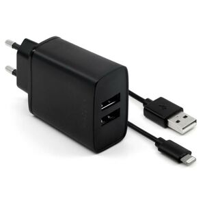 FIXED Sieťová nabíjačka Lightning 15W Smart Rapid Charge čierna - Univerzálny USB adaptér s Lightning káblom MFI