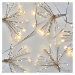 Emos Vianočná reťaz - svietiace trsy nano 150 LED 2.35m transparentný drôt teplá biela, časovač D3AW08 - Vianočné osvetlenie