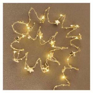 Emos LED vianočná reťaz zlatá – hviezdičky 1.9m 2xAA teplá biela, časovač DCGW09 - Vianočná dekorácia