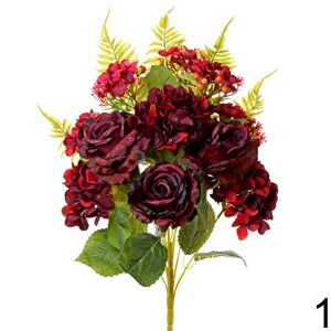 Kytica ruža + hortenzia 55cm bordová 201432BO - Umelé kvety