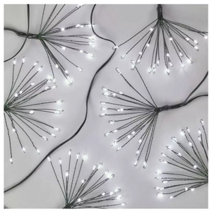 Emos Vianočná reťaz – svietiace trsy nano 300 LED zelený drôt 5.2m studená biela, časovač D3AC09 - Vianočné osvetlenie