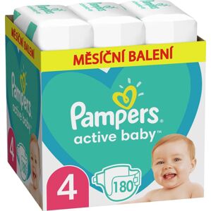 PAMPERS Active Baby Plienky jednorazové 4 (9-14 kg) 180 ks - MESAČNÁ ZÁSOBA 8006540032725