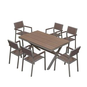 Hecht HECHT LIMA SET 6 - stôl pevný + 6ks stoličiek, hliník/prolypropylén
