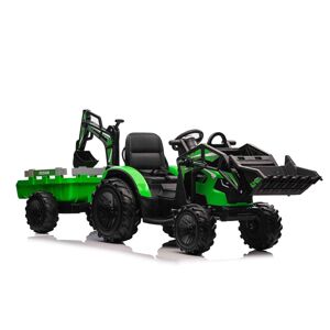 BENEO Elektrický traktor TOP-WORKER 12V s naberačkami a prívesom, zelený TRAKTOR_TOP_WORKER_GREEN - Elektrické autíčko