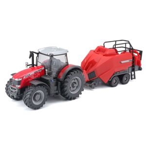 Bburago 2020 Bburago 1:50 Farm Traktor Massey Ferguson 8740S + Baler Lifter Rood BB31667