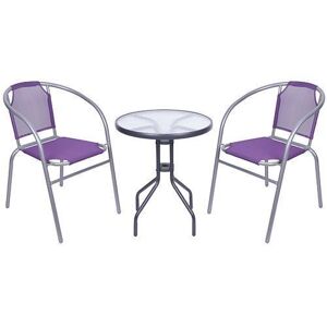 Strend Pro BRENDA FI 802281 - Set balkónový = stôl BECCA šedý + 2ks stolička BRENDA , látka fialová